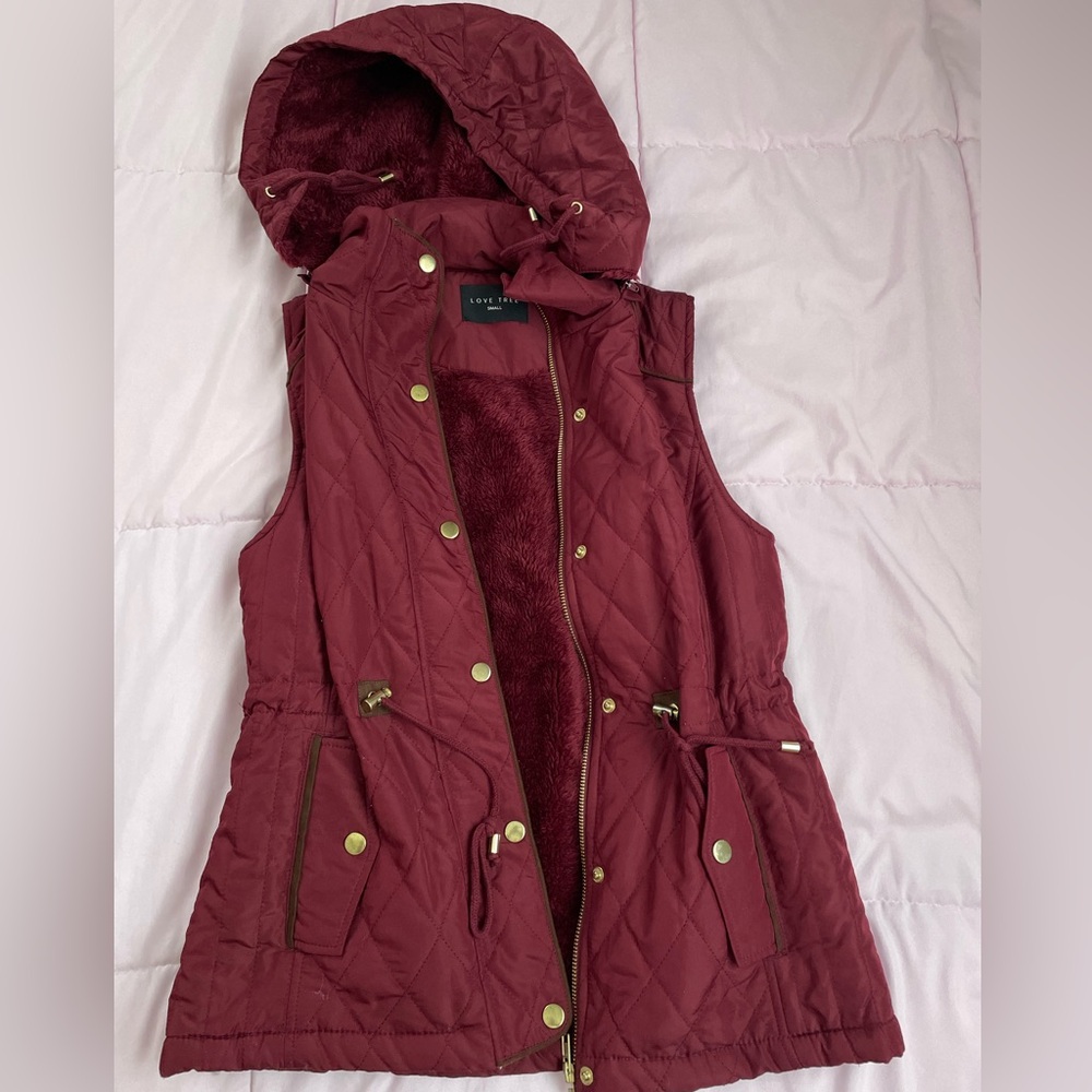 Love Tree Maroon Quilted Vest